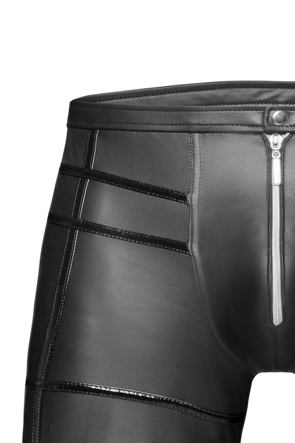 Noir Handmade Men Lederimitathose Herren-Hose in schwarz - M