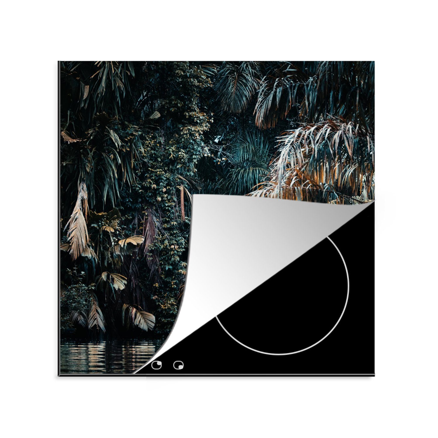 MuchoWow Herdblende-/Abdeckplatte Bunte Blätter im Tortuguero-Nationalpark, Vinyl, (1 tlg), 78x78 cm, Ceranfeldabdeckung, Arbeitsplatte für küche