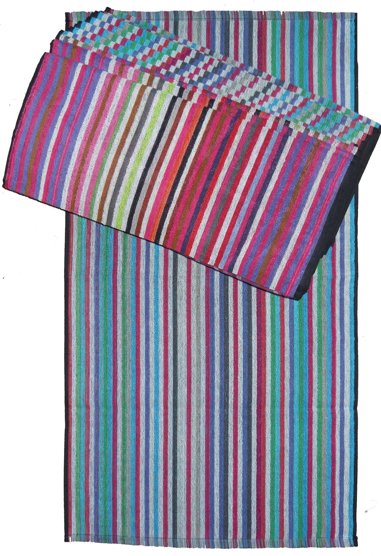 KH-Haushaltshandel Handtuch Frottier Grubentuch, 50x90 cm, Multicolor Streifen, Handtuch, Frottee (12-St), robustes Zwirnfrottee, 100% Baumwolle, 12er Pg.