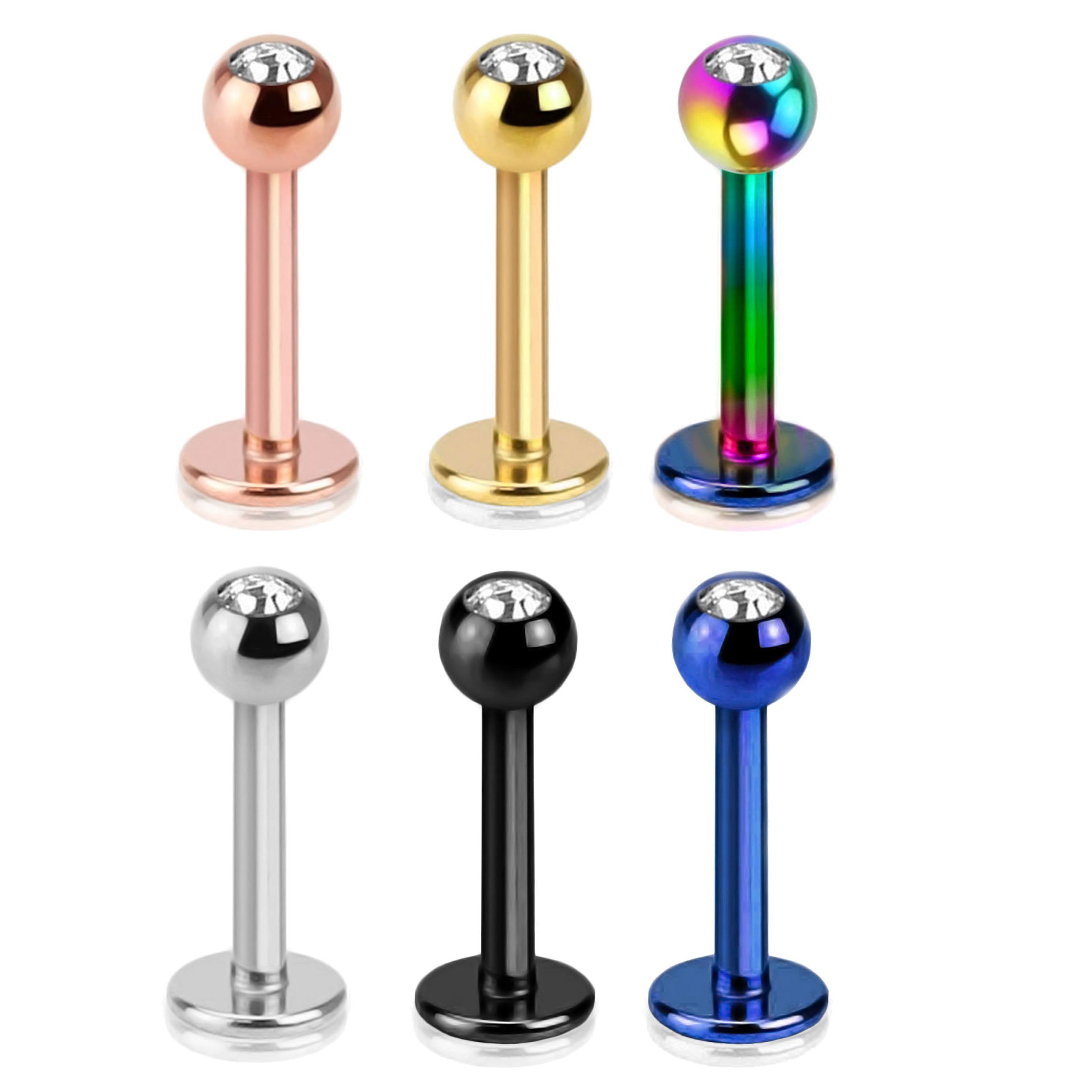 viva-adorno Piercing-Set Lippen Piercing Stecker mit Stein Tragus Labret St günstig online kaufen