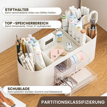Fivejoy Aufbewahrungsbox Plastic Pen Holder Organiser Desktop Double Layer Desk Storage Box