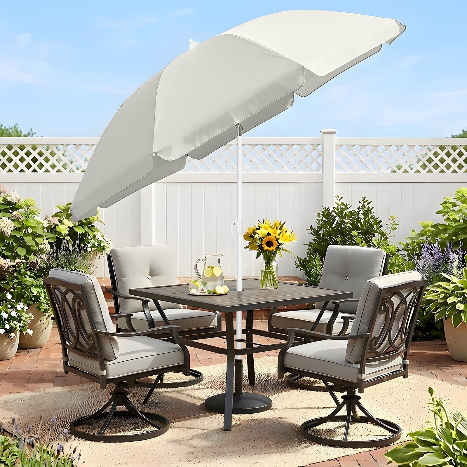 SUNULA Sonnenschirm 160 cm Balkonschirm Strandschirm knickbar mit Bodenhülse & Schutzhülle, Höhenverstellbar und Neigbar, UV-Schutz 50+ – Bild 2 von 5