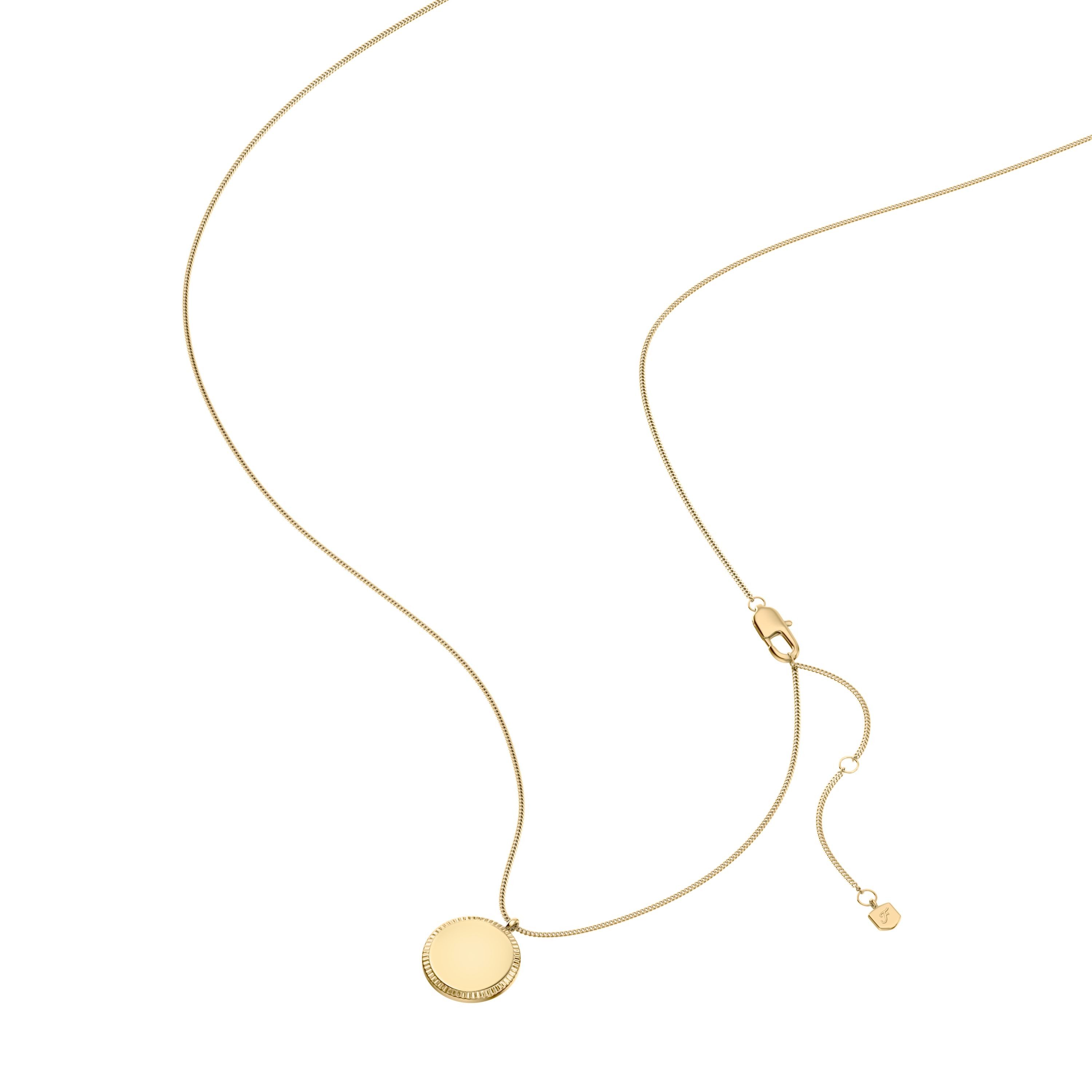 Fossil Kette mit Anhänger Schmuck Geschenk Edelstahl Halskette Kreis Scheibe Ellis