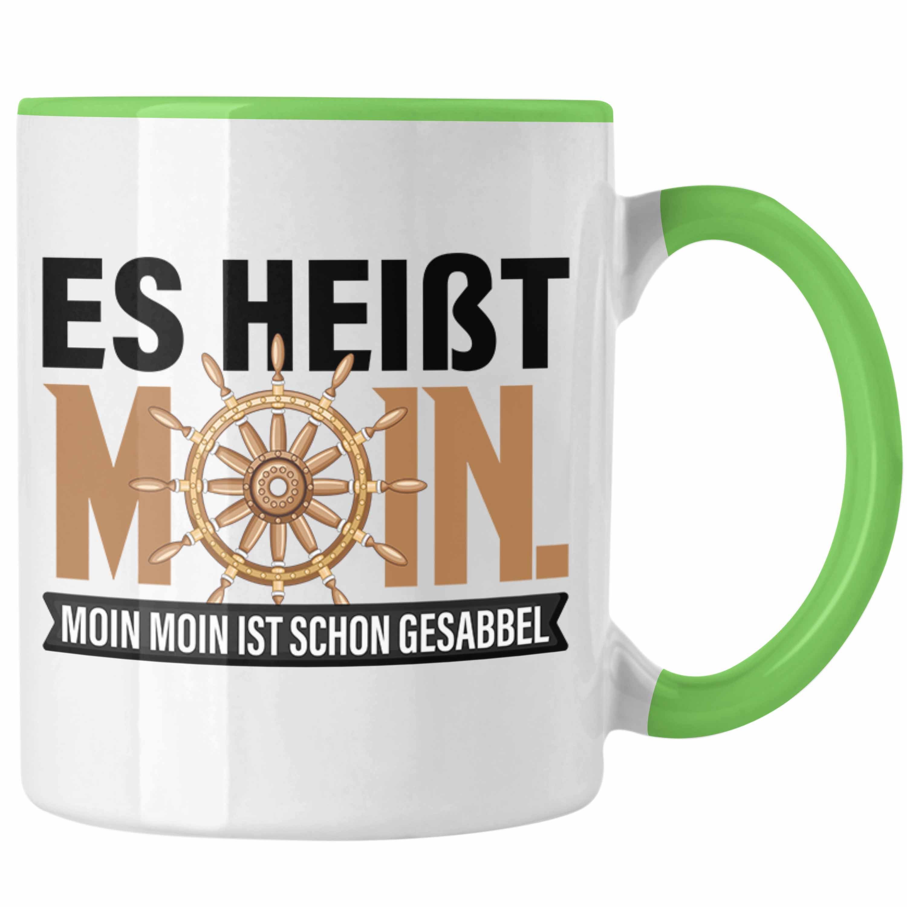 Trendation Tasse Tasse Moin Hamburg Geschenk für Norddeutsche Moin Moin Gesabbel Grün