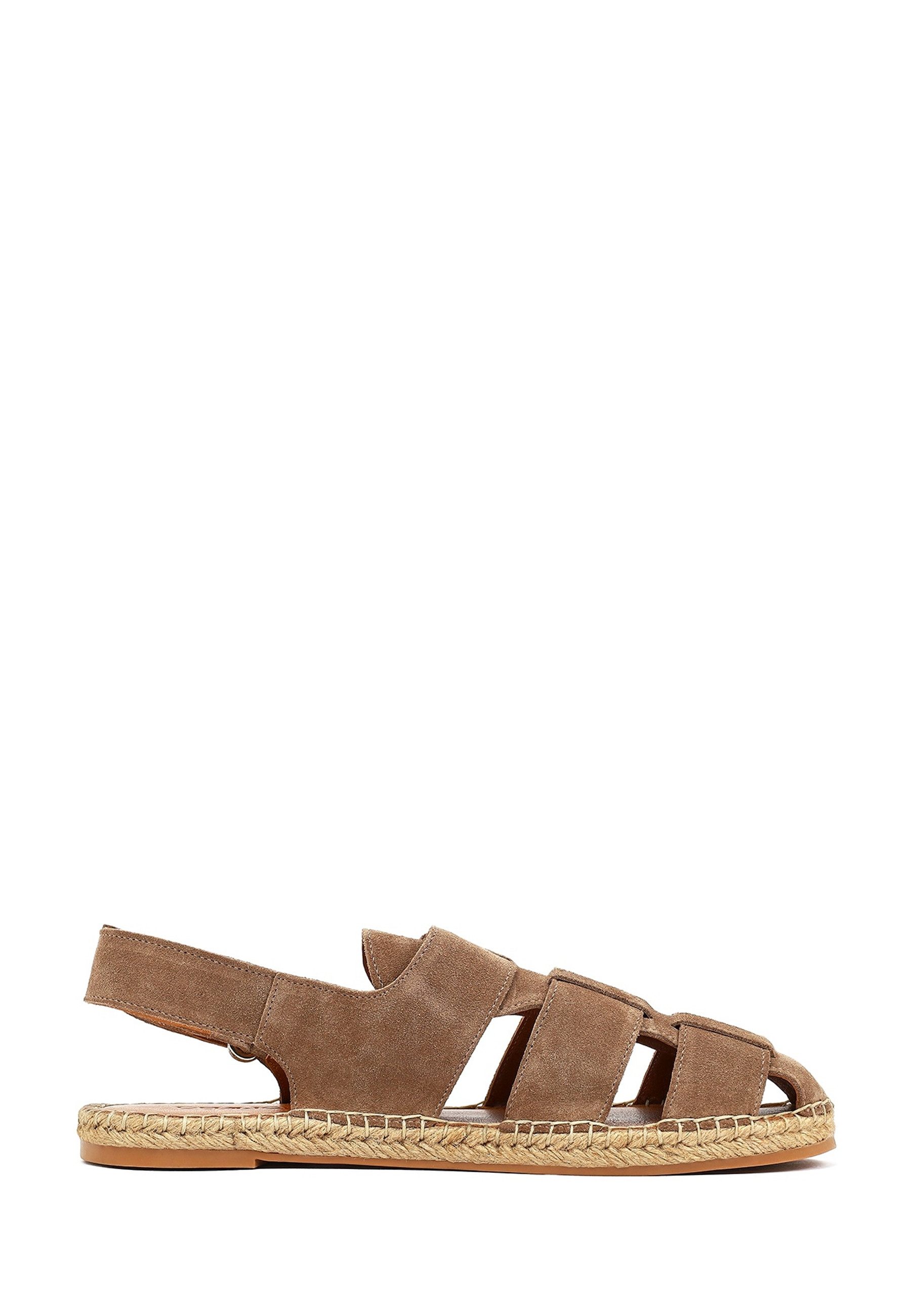 Derimod Espadrille-Sandaletten aus Veloursleder Sandale Wildleder, Lederfutter, Gummisohle, Verstellbarer Riemen