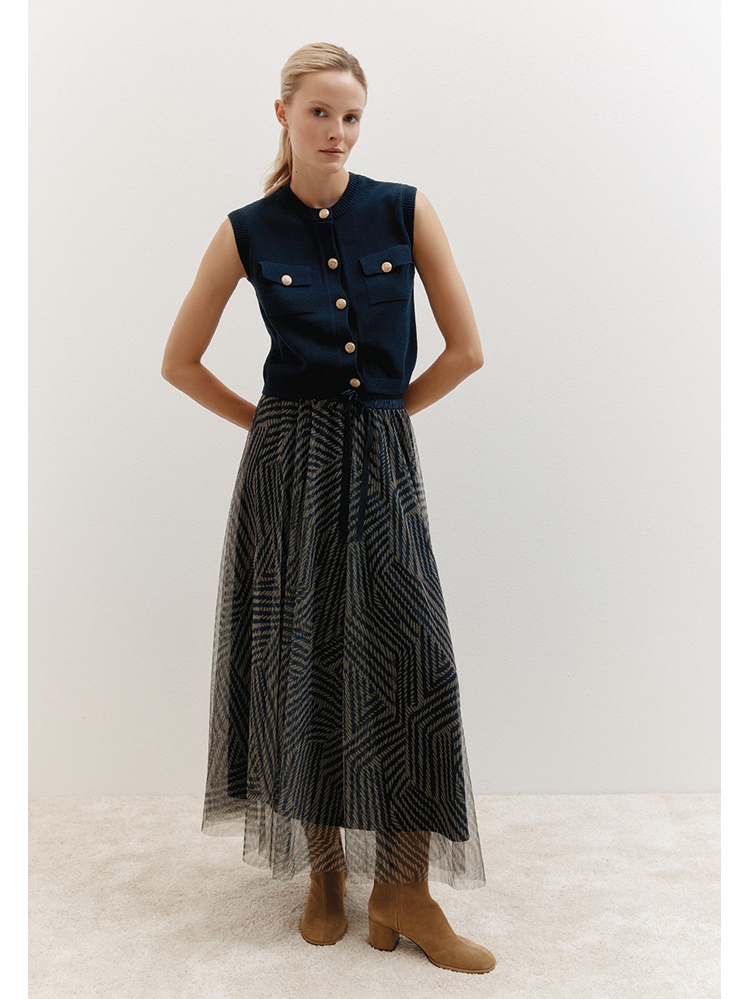 MORE&MORE A-Linien-Rock Maxi-Schlupfrock Plissée günstig online kaufen