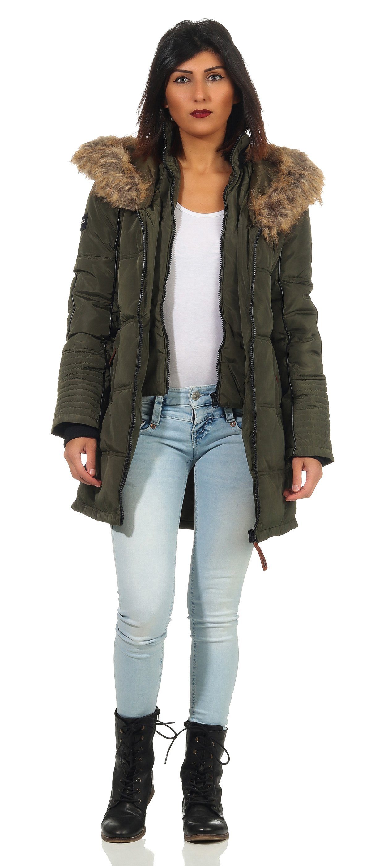 Geographical Norway Winterjacke Damen Outdoor Jacke G-Blustery by leyoley in Unifarbe, mit XXL-Kapuze