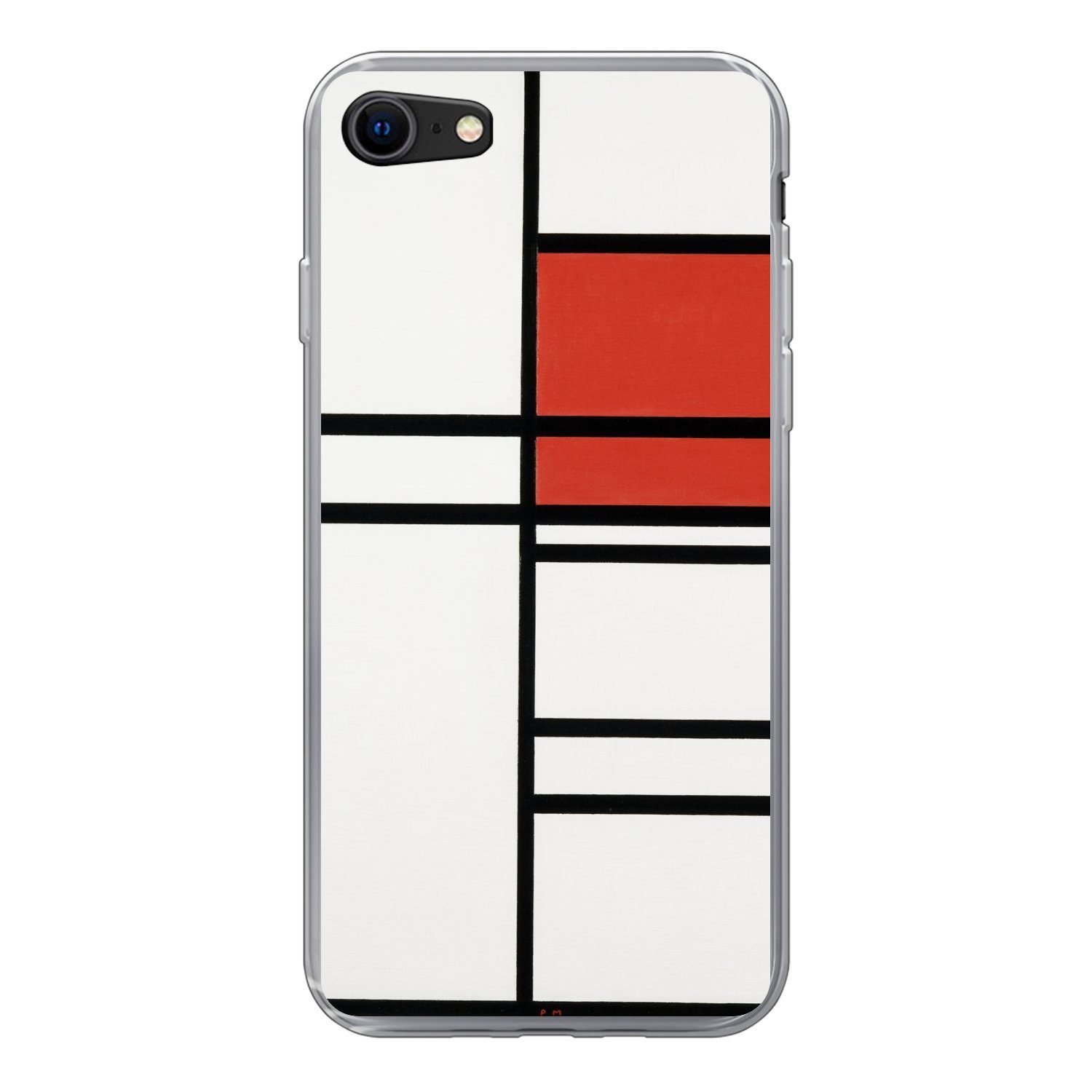 MuchoWow Handyhülle für Apple iPhone 8 Komposition mit Rot und Weiß - Piet Mondrian, Smartphone-Bumper, Print, Handy Schutzhülle Dünn