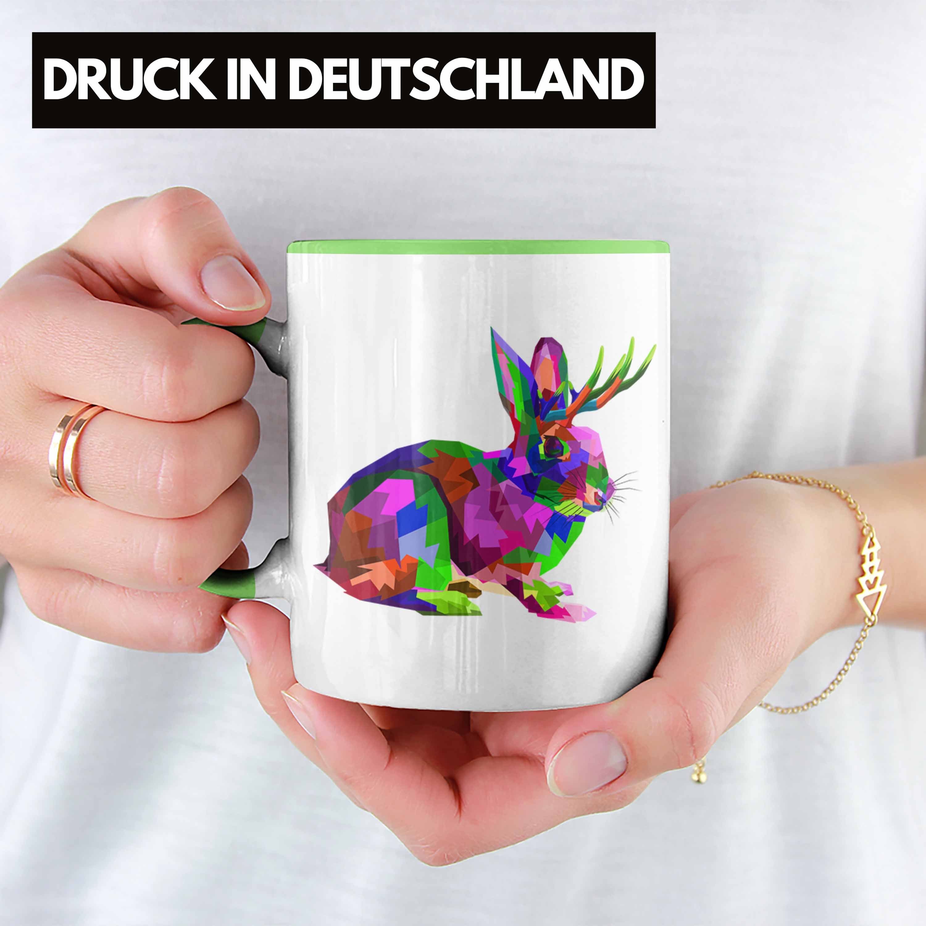 Trendation Tasse Trendation - Wolpertinger Grafik Grafik Polygon Geschenk Tasse Hasen Grün