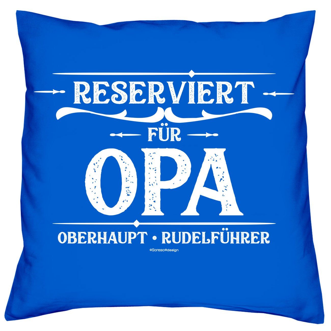 Soreso® Dekokissen Kissen mit Füllung für Geburtstagsgeschenk Opa Großvater, Socken und Royal Weihnachtsgeschenk Blau