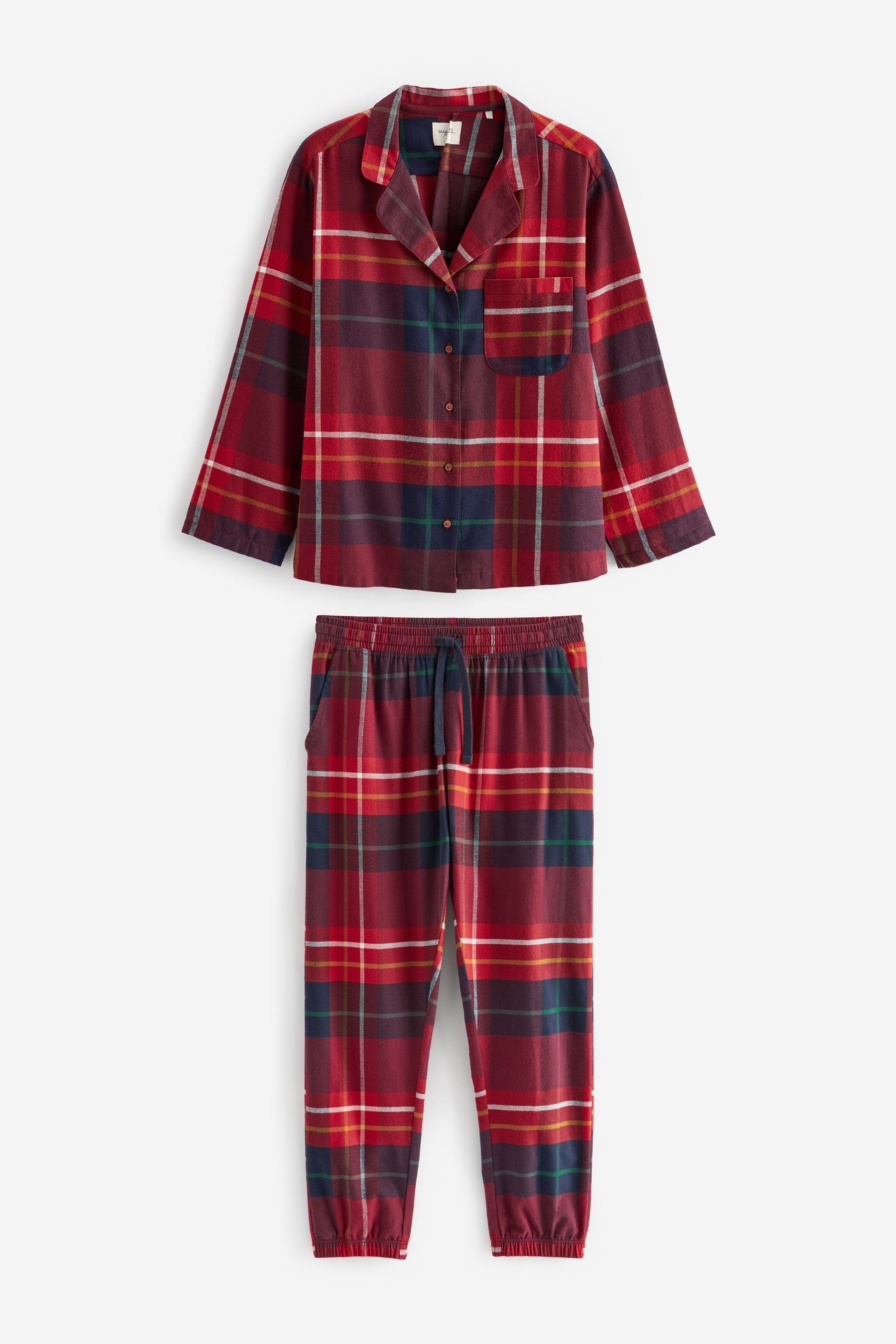 aus (2 tlg), (Familienkollektion) Pyjama Next England Design Aktuelles Damen-Flanellpyjama