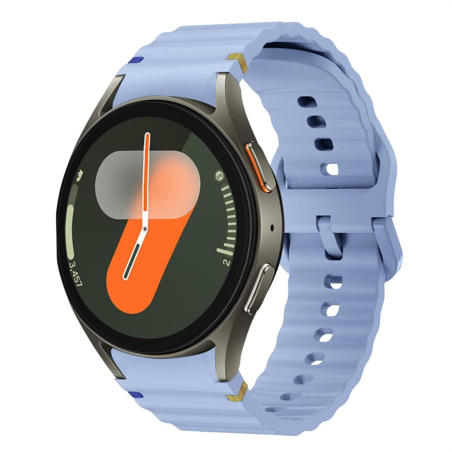 Wigento Smartwatch-Armband Für Samsung Galaxy Watch 7 44 / 40mm Silikon Wellen Design Band H Blau