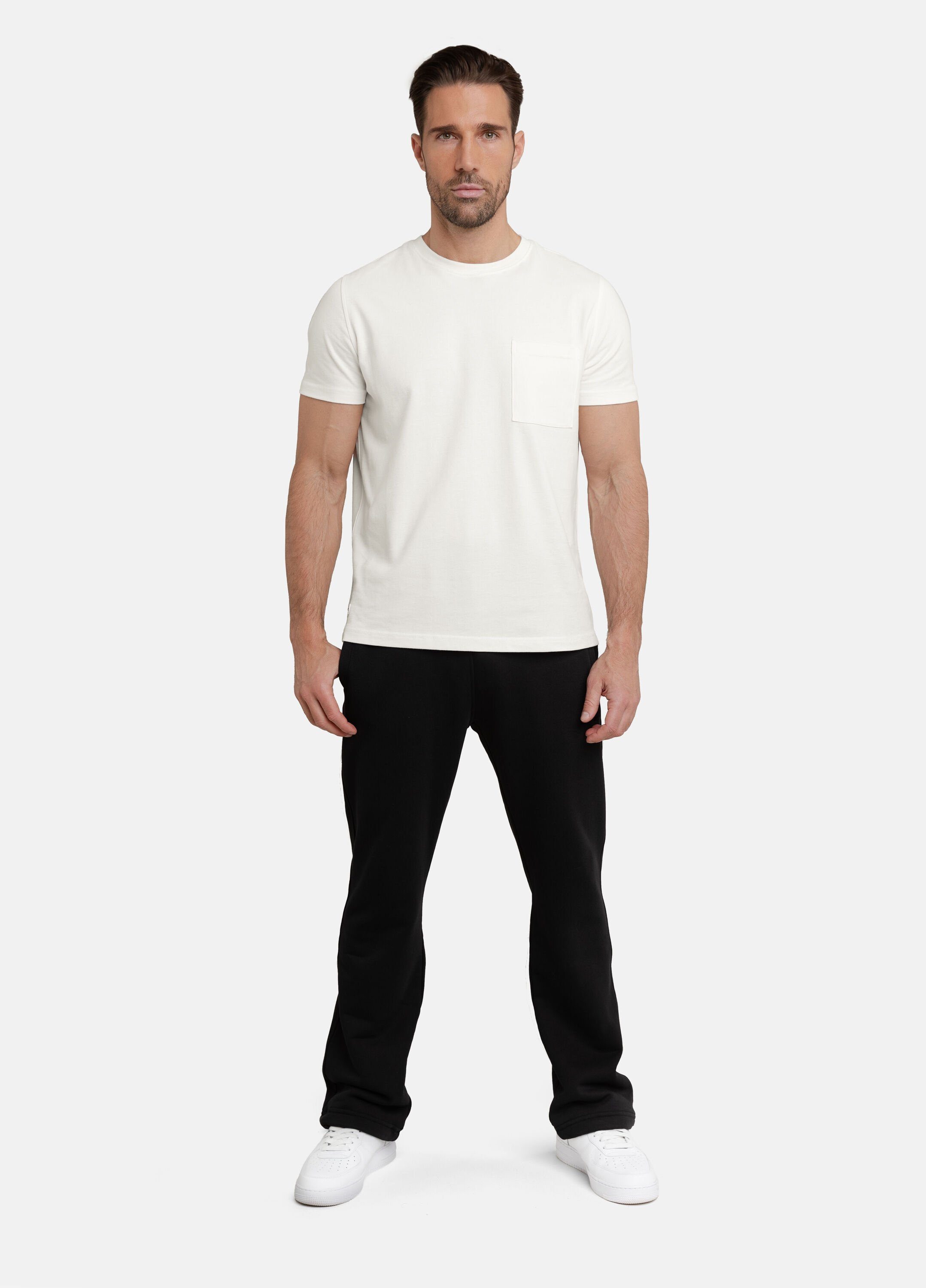 SQUEQO T-Shirt mit geripptem Rundhalsausschnitt Off White