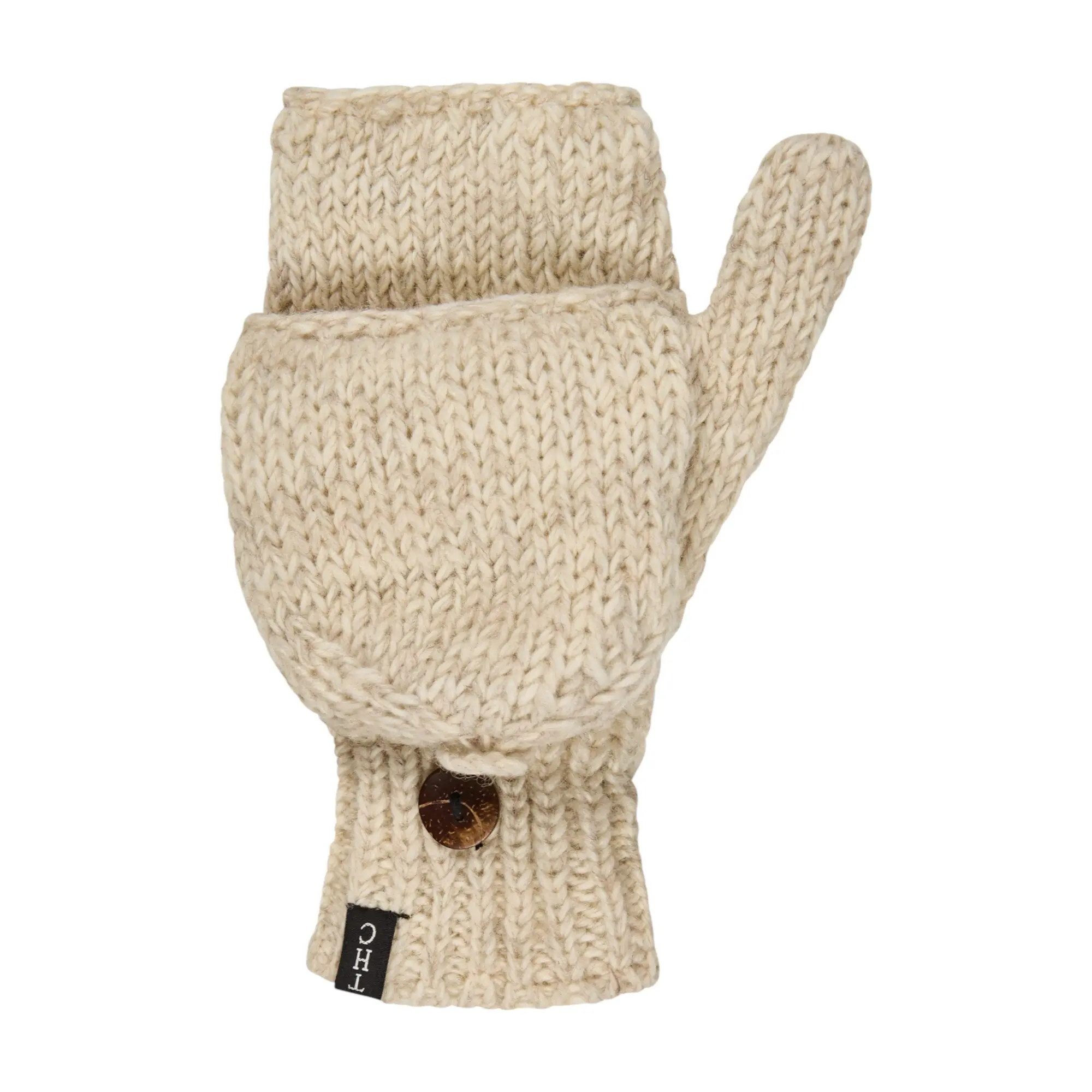 THC Natural Line Strickhandschuhe THC Klapphandschuhe 713 weiß (1-St., 1 Paar) abklappbare Fingerspitzen