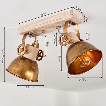hofstein Deckenleuchte »Cotes« 2-flammiger aus Holz und Metall in bronzefarben, ohne Leuchtmittel, Zimmerlampe, E27, Leuchtenköpfe verstellbar