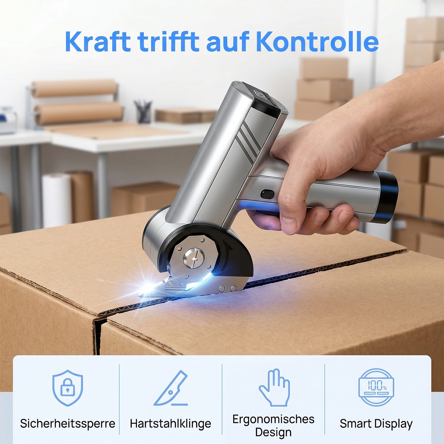 AKKEE Allesschneider Elektromesser Wiederaufladbare Schere Multi-Cutter, mit LED-Beleuchtung – Bild 5 von 5