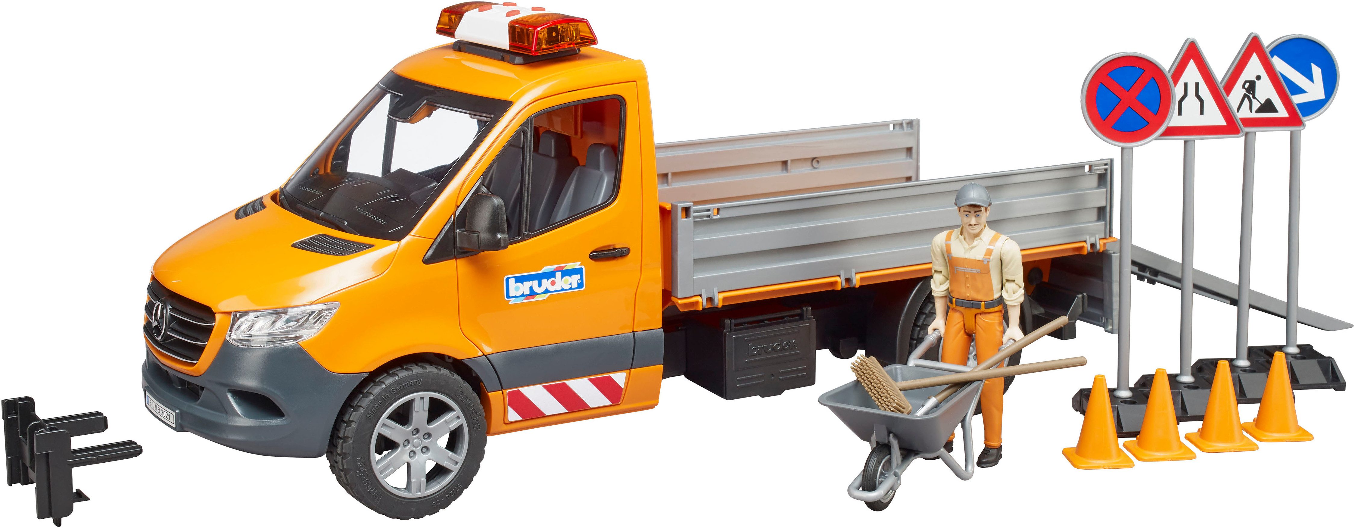 Spielzeug-Transporter MB Sprinter Kommunal mit Fahrer Licht & Sound (02677)