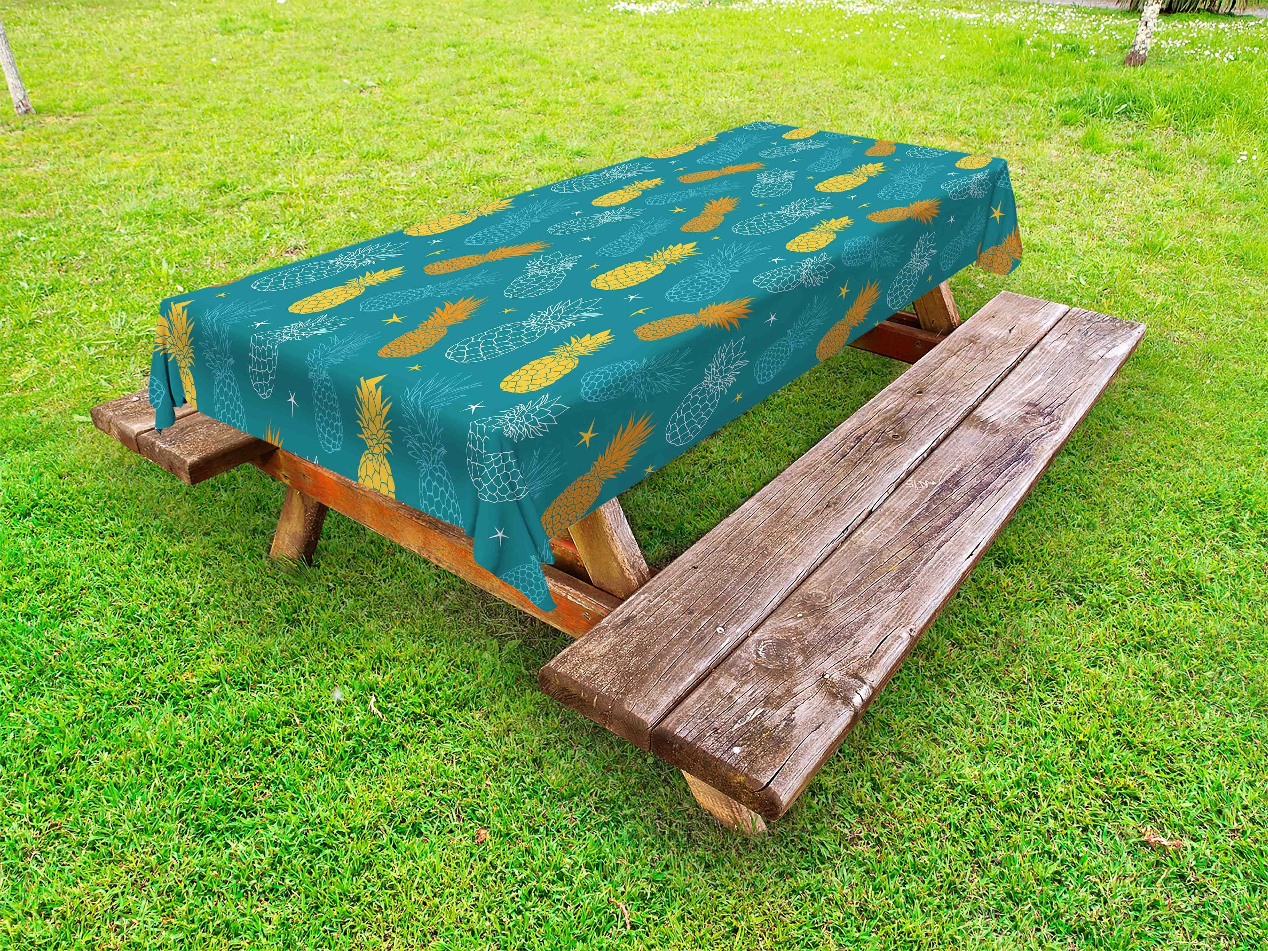 waschbare Sommer Modern Teal Picknick-Tischdecke, Tischdecke Ananasse Abakuhaus Grün dekorative
