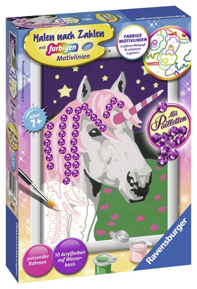 Malen nach Zahlen Malen nach Zahlen Classic Sonderserie E Pailetten Einhorn 28473