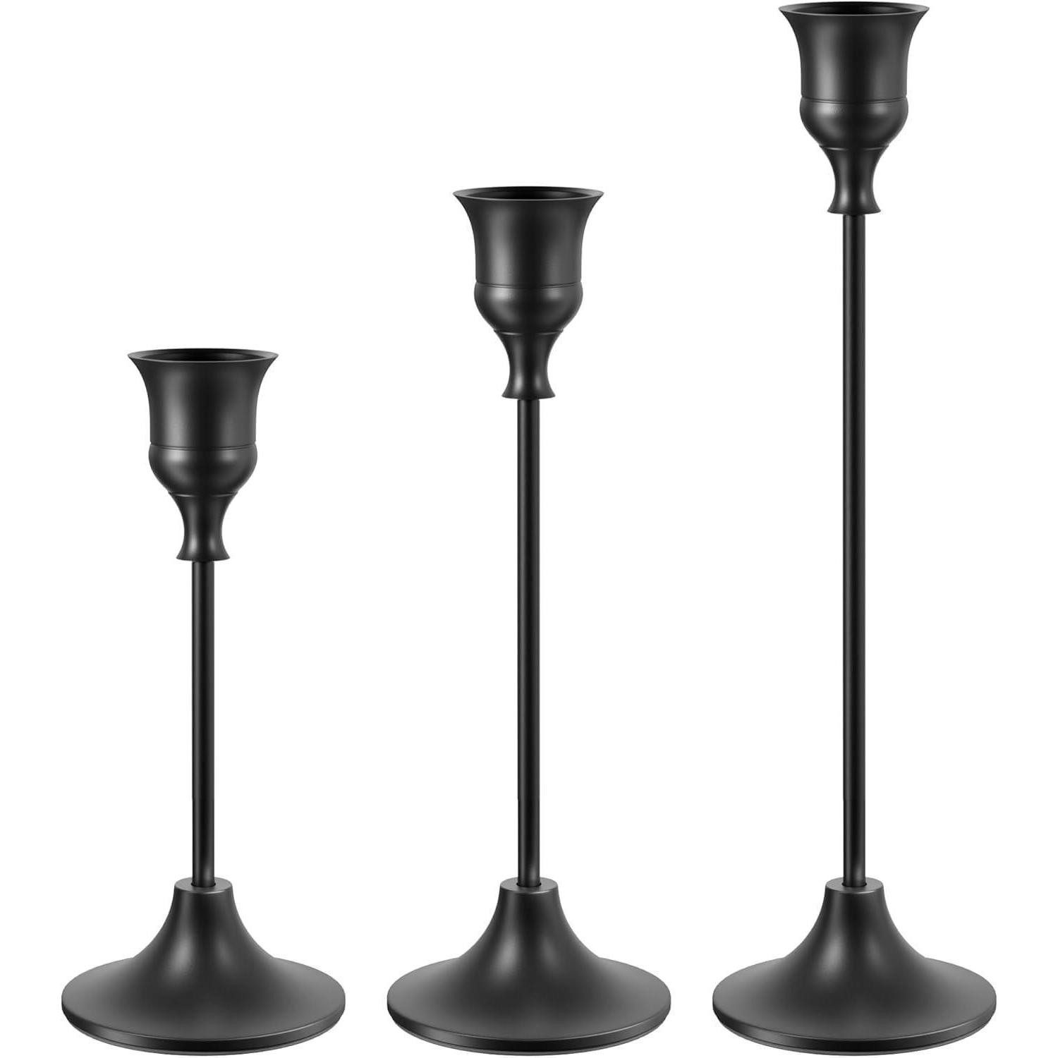 LuxusKollektion Kerzenständer Kerzenständer Set 3er Schwarz Metall Vintage (3 St)