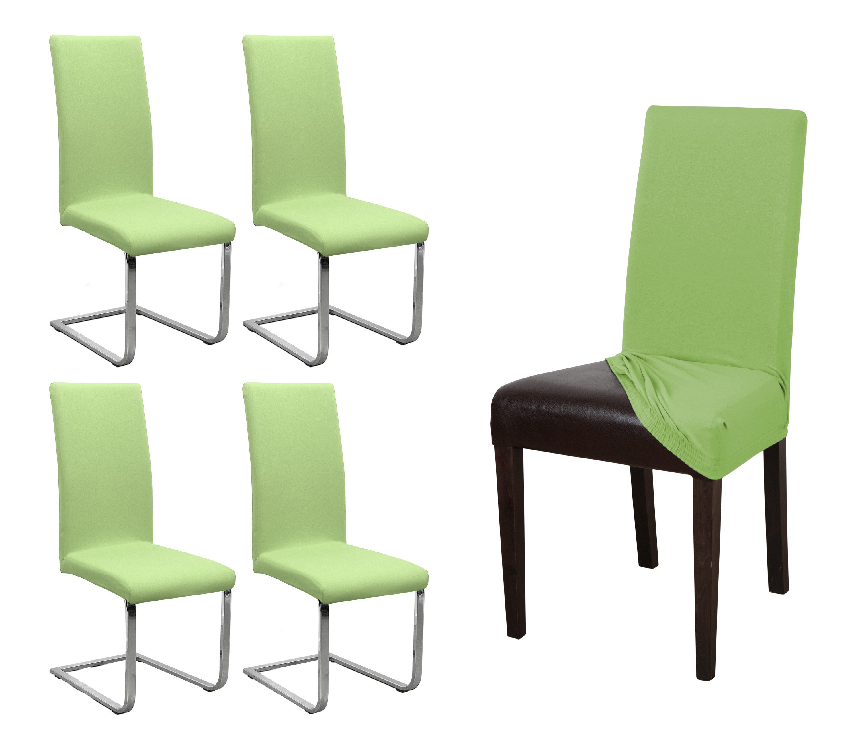 Beautex Stuhlhusse Jersey Baumwolle elastisch für Stühle und Schwingstühle 2er Set