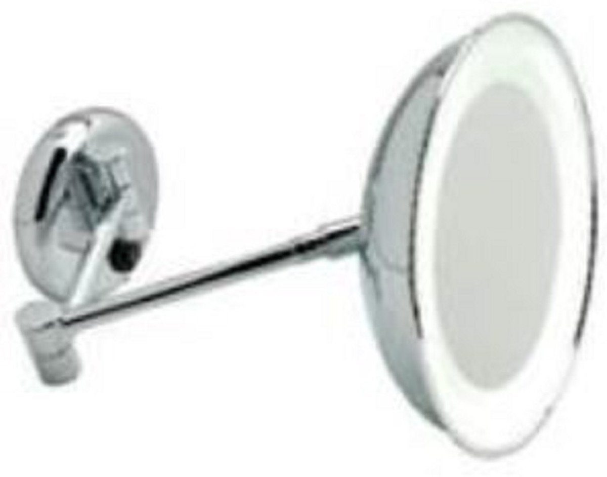 Casa Padrino Kosmetikspiegel Luxus LED Kosmetik Spiegel Silber Ø 22 x 40 cm - Verstellbarer Kosmetik Wandspiegel - Verchromter Badezimmer Schmink Spiegel - Luxus Badezimmer Accessoires