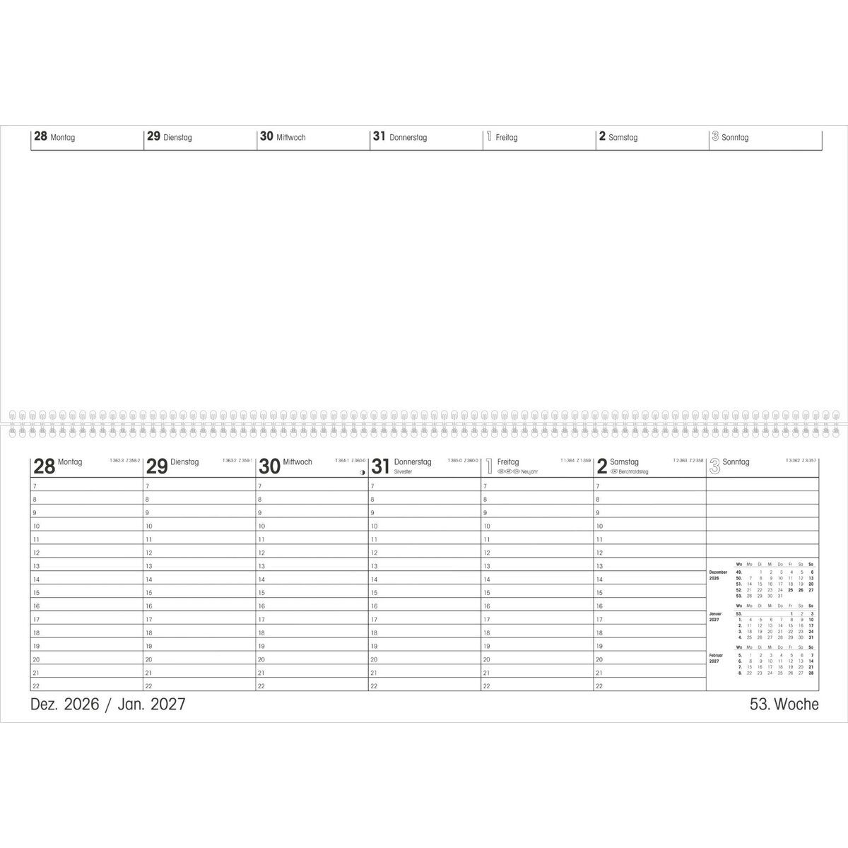 ZETTLER Schreibtischkalender Schreibtischquerkalender Giganta XXL 42,2x14,8cm RC Kalendarium 2027