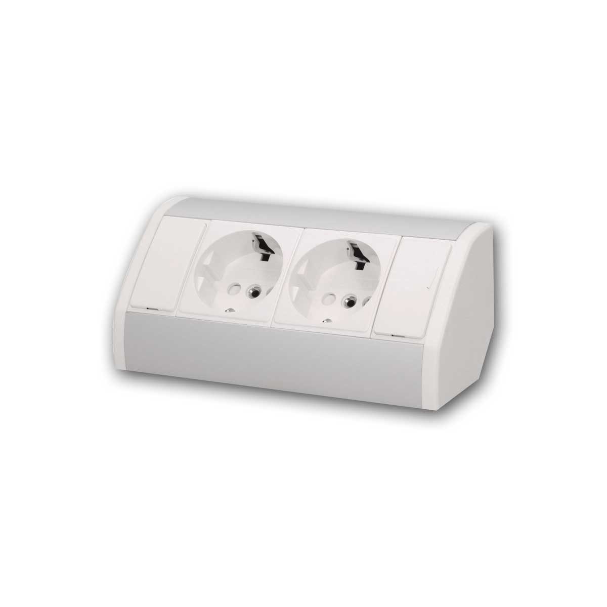 Orno Aufputz-Steckdose Aufbau-Steckdose 2-fach ws/si 230V/3680W 0,5m Kabe