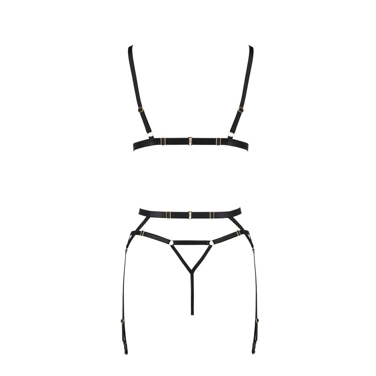 Passion-Exklusiv black set 3pcs Meggy - Schalen-BH (L/XL,S/M) Set: PE