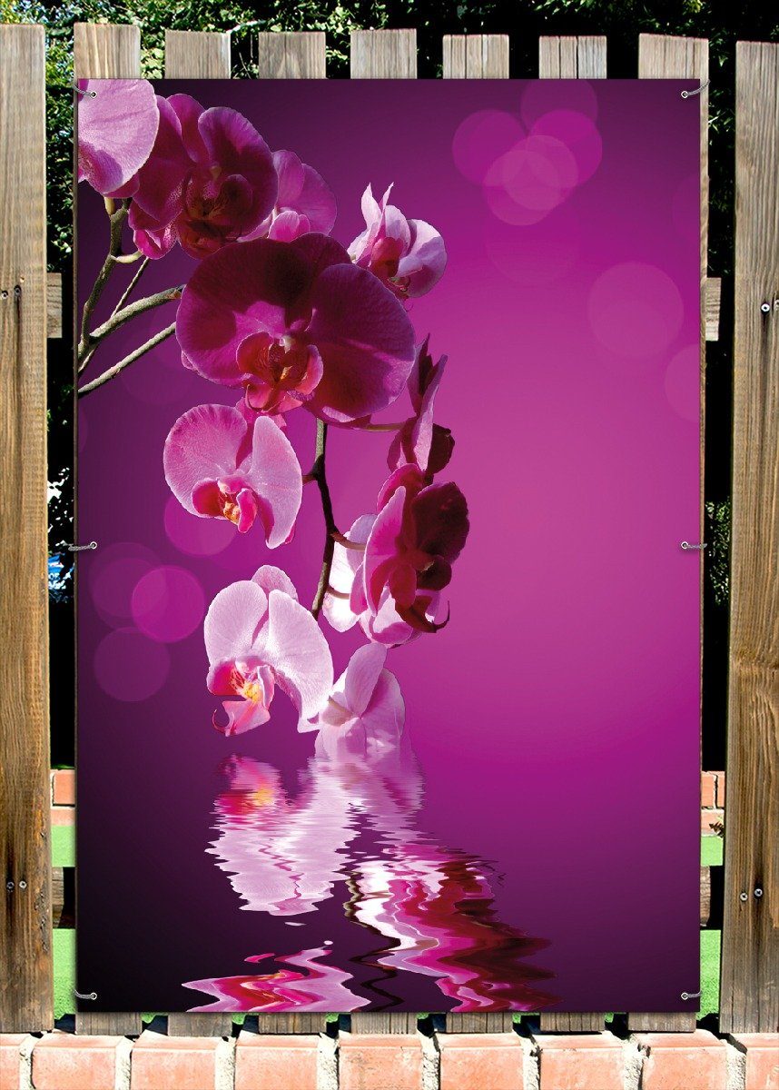 Thumbnail - Wallario Sichtschutzzaunmatten Rosafarbene Orchidee Blüten in pink