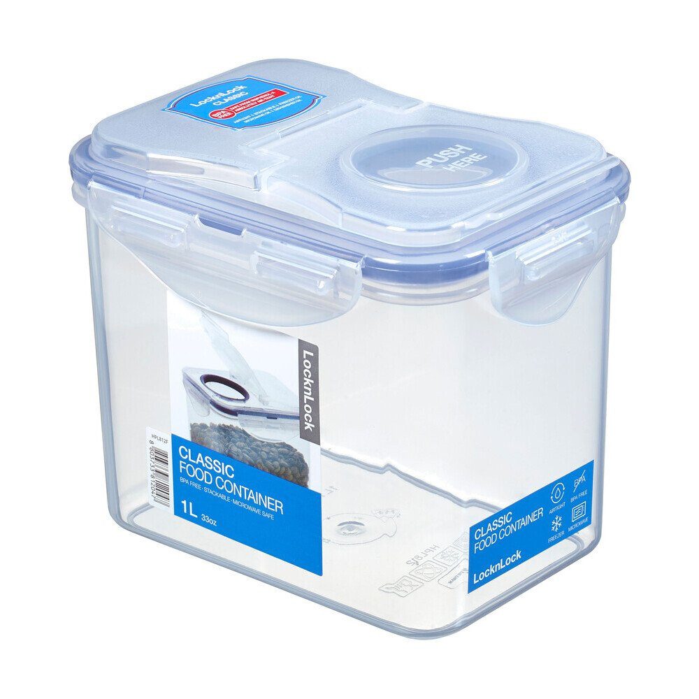LOCK & LOCK Frischhaltedose Frischhaltedose 1,0 l Classic Special mit Schütte blau, Kunststoff, Silikon, (1-tlg), Frischhaltedose, 1 l, Kunststoff, transparent