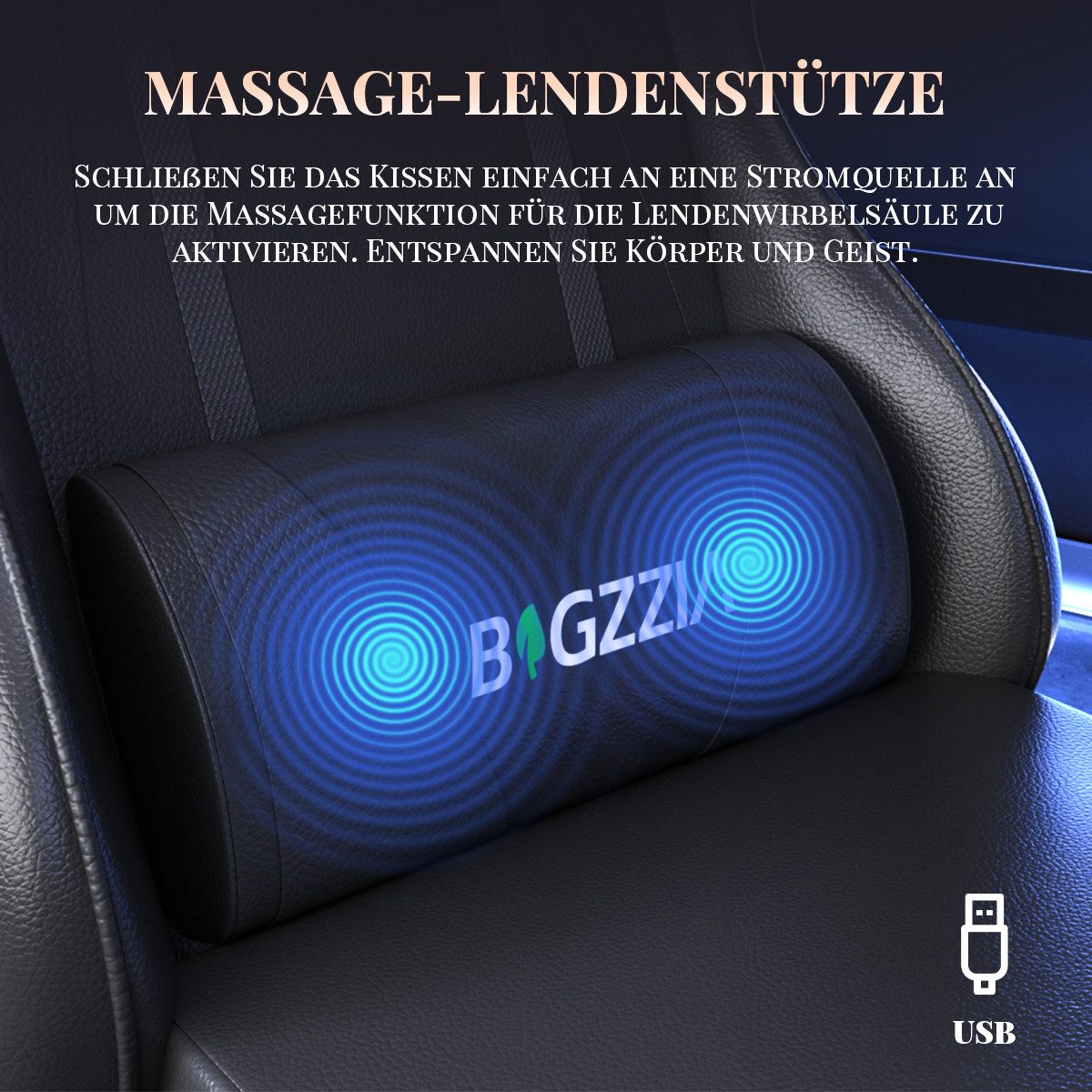 ZAISZE Gaming-Stuhl Schreibtischstuhl, Ergonomischer Bürostuhl mit Massagefunktion (PC Stuhl mit Fußstütze Kopfstütze Lendenkissen), Höhenverstellung Neigung 90°- 135°, für Gaming Arbeit Entspannung
