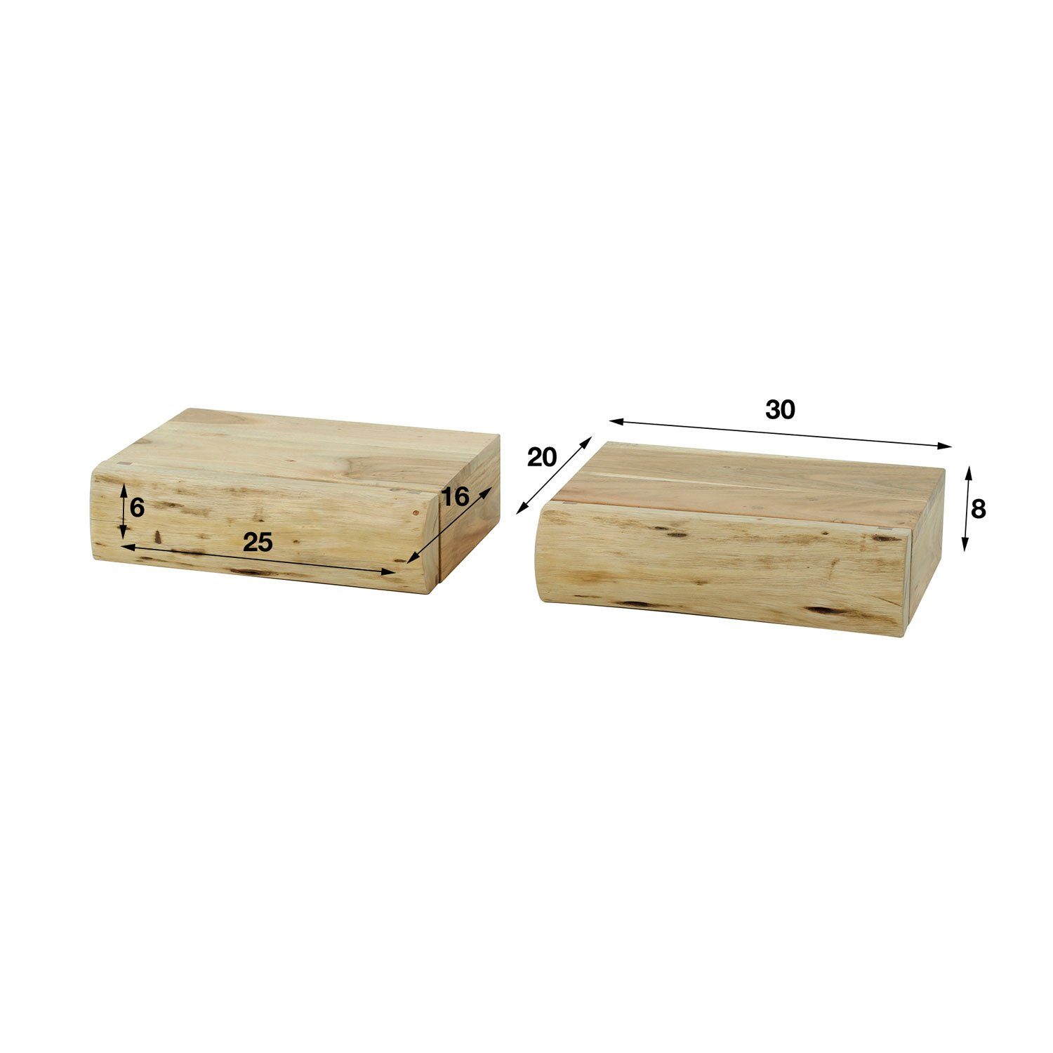 Maison ESTO Nachttisch 2er Set Nachttisch Baumstamm hängend (2er-Set), Baumstamm-Optik