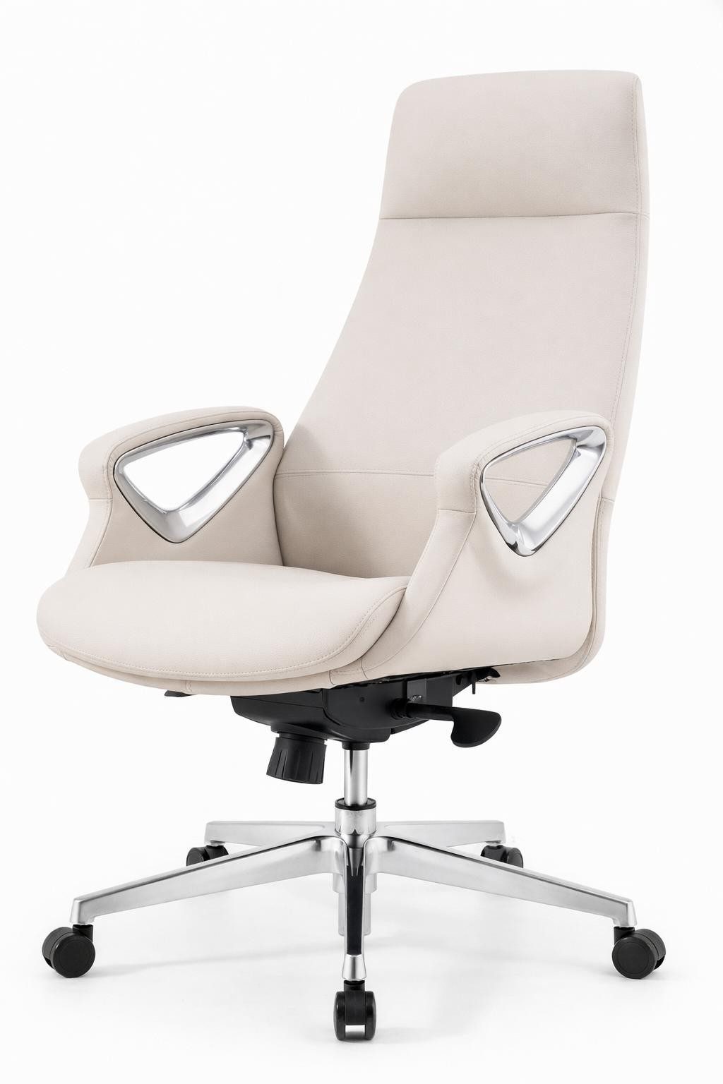 Xlmoebel Chefsessel Weißer Ergonomie-Chefsessel mit Metallarmen und Drehfunktion, Made in Europa