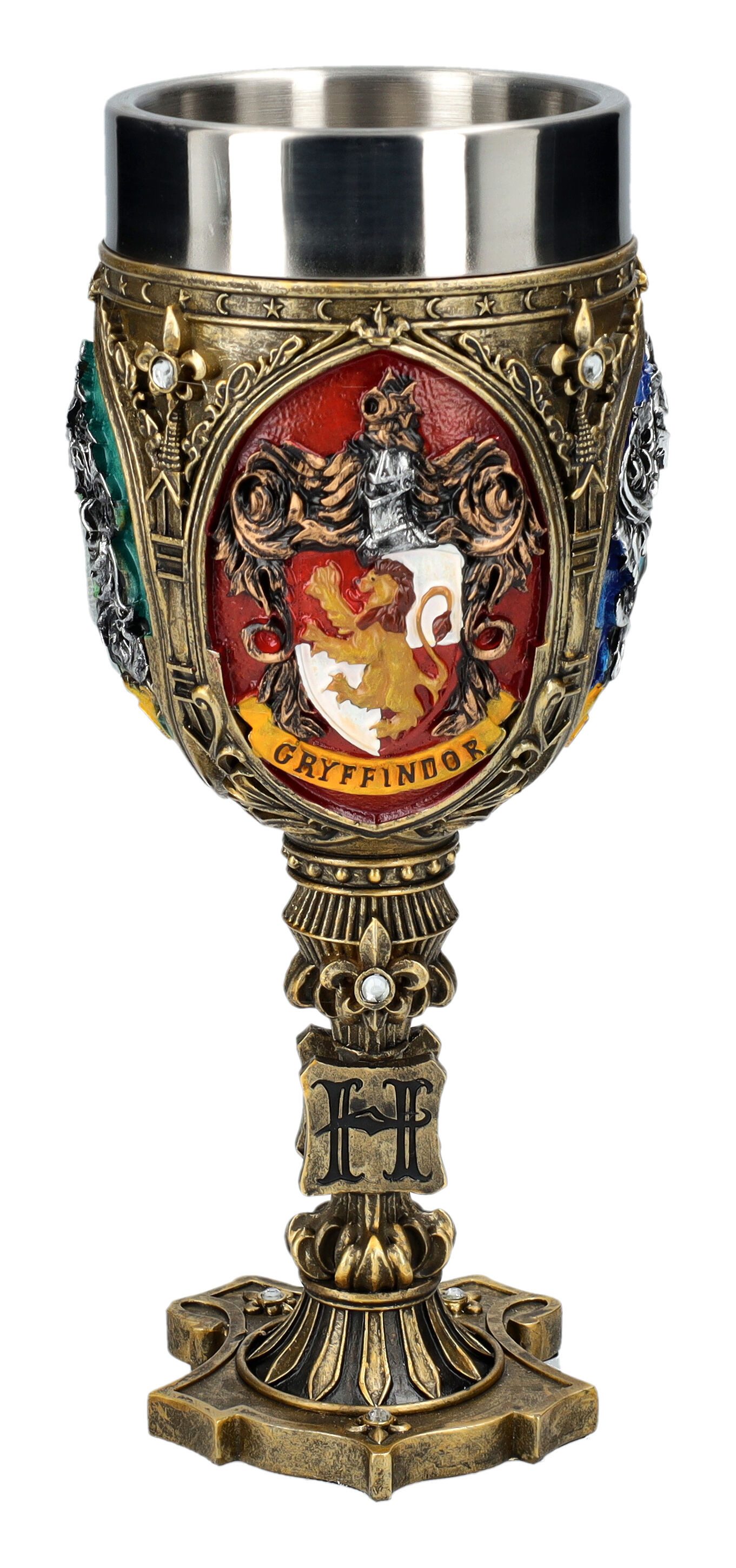 Figuren Shop GmbH Becher Harry Potter Becher – Hogwarts Kelch mit Wappen & Geschenkbox 200 ml, Kunststein (Polyresin), Edelstahl