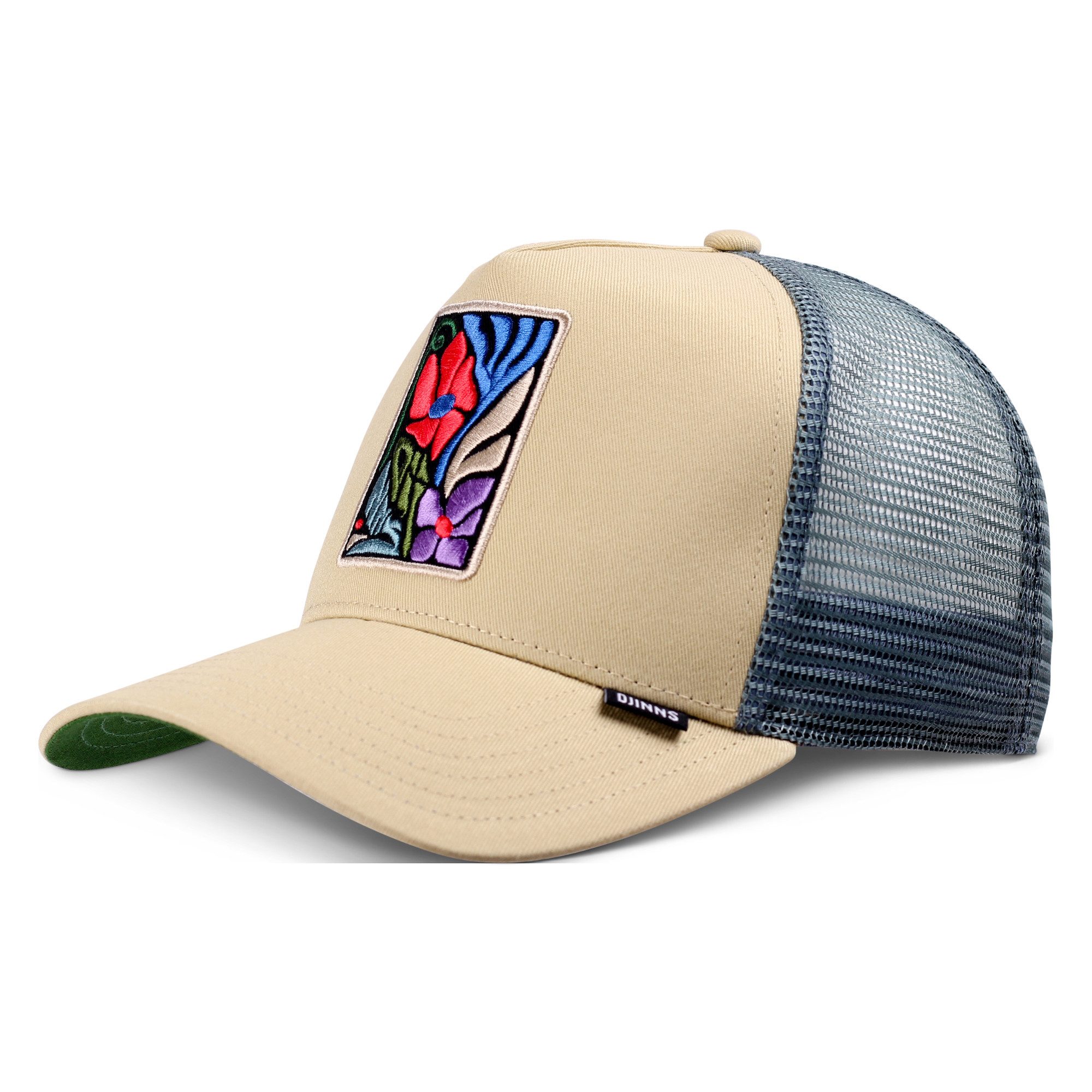 Djinns Trucker Cap Djinns HFT Trucker Cap M-Flowers Beige (Button-Strap, Druckknopf)