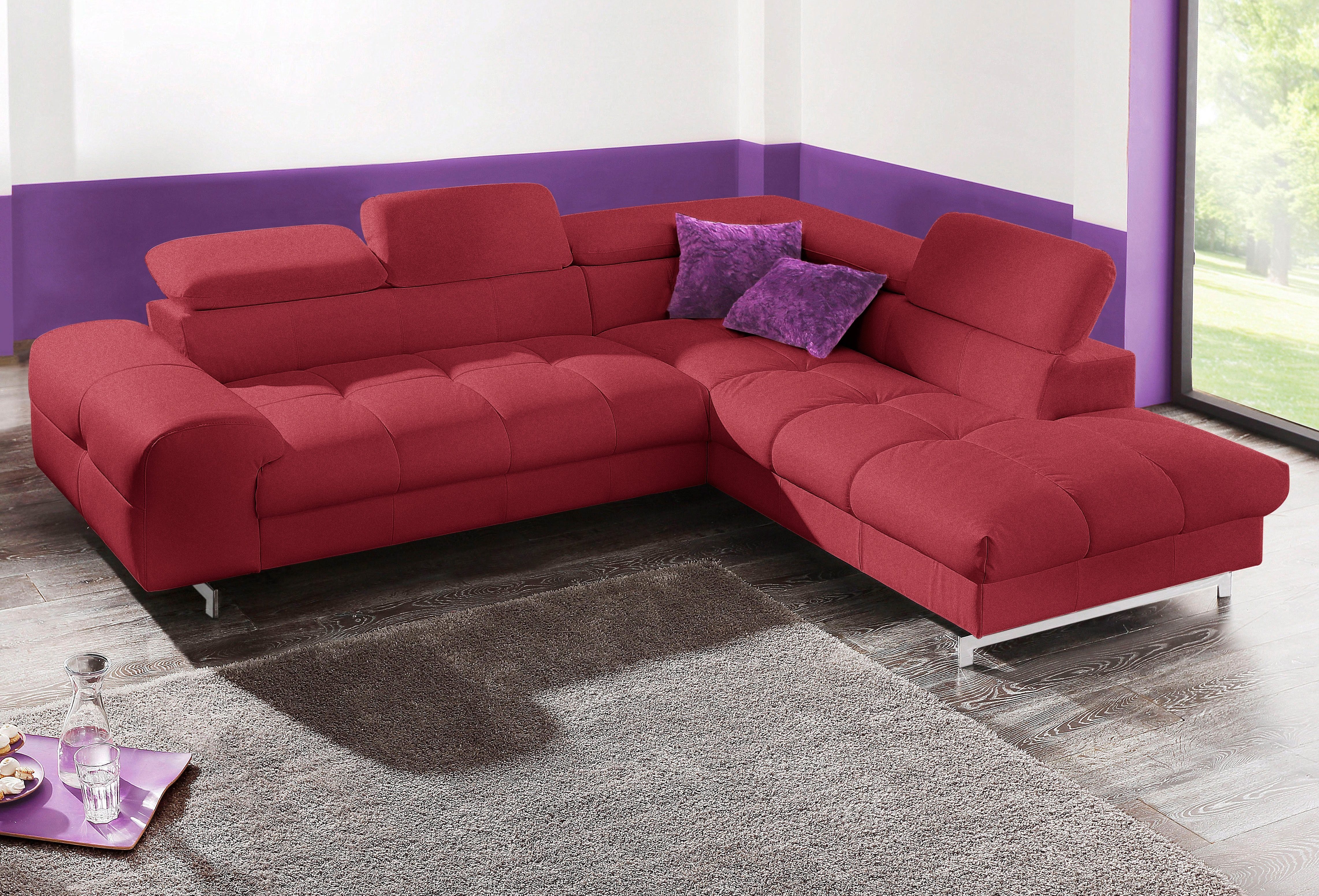 COTTA Ecksofa "Chef L-Form", mit Kopfteilverstellung, edle Metallkufen, wah günstig online kaufen