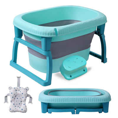 FOXSPORT Babybadewanne 3 in 1 Faltbare Badewanne für Kleinkinder & Kinder, Haustier, (Tragbare Badewanne für Dusche, Kinder Summer Schwimmbad), Wanne mit Badewannensitz für 3-6 Jahre und Duschrille für 0-3 Jahre