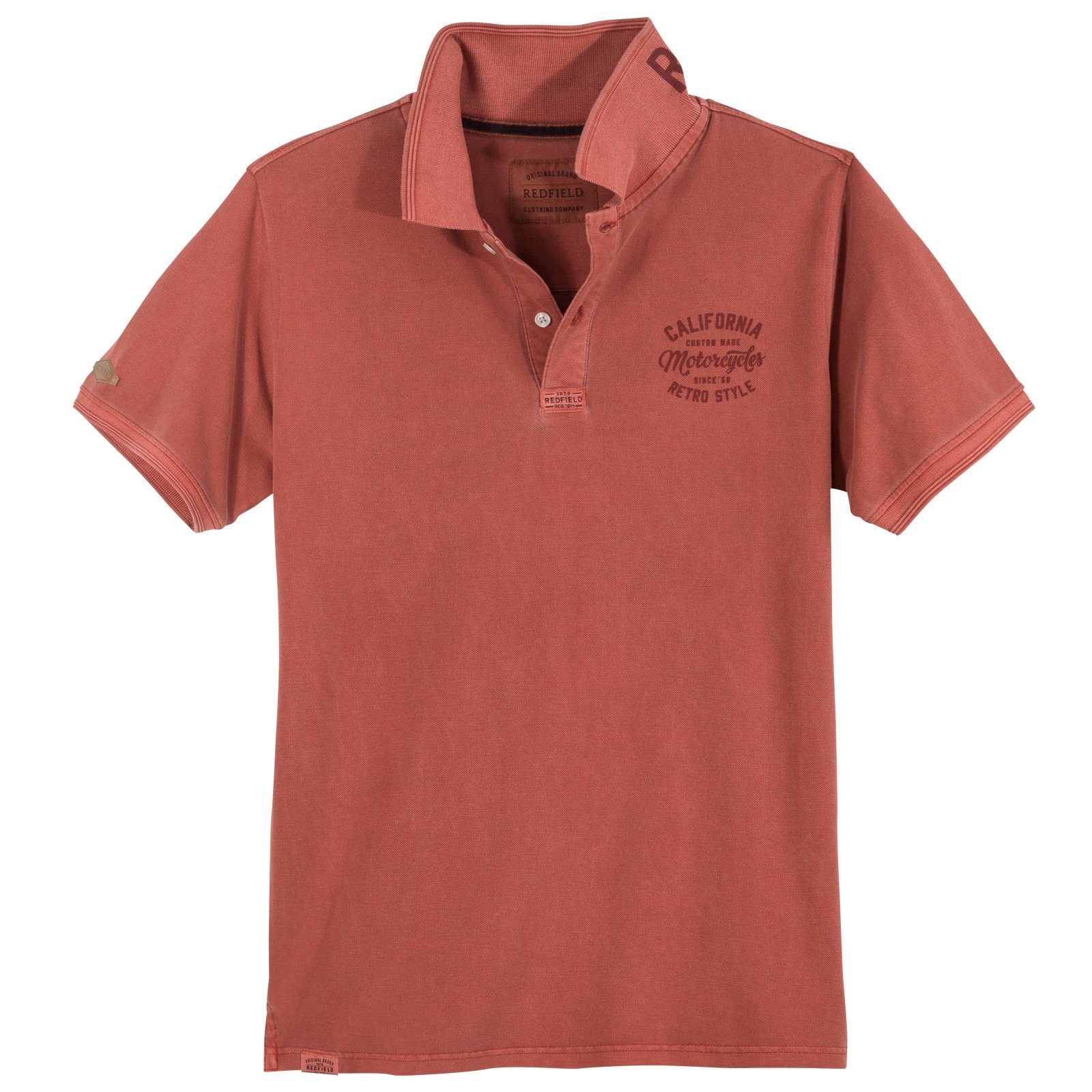 Poloshirt Redfield Poloshirt Vintagelook Übergröße ziegelrot