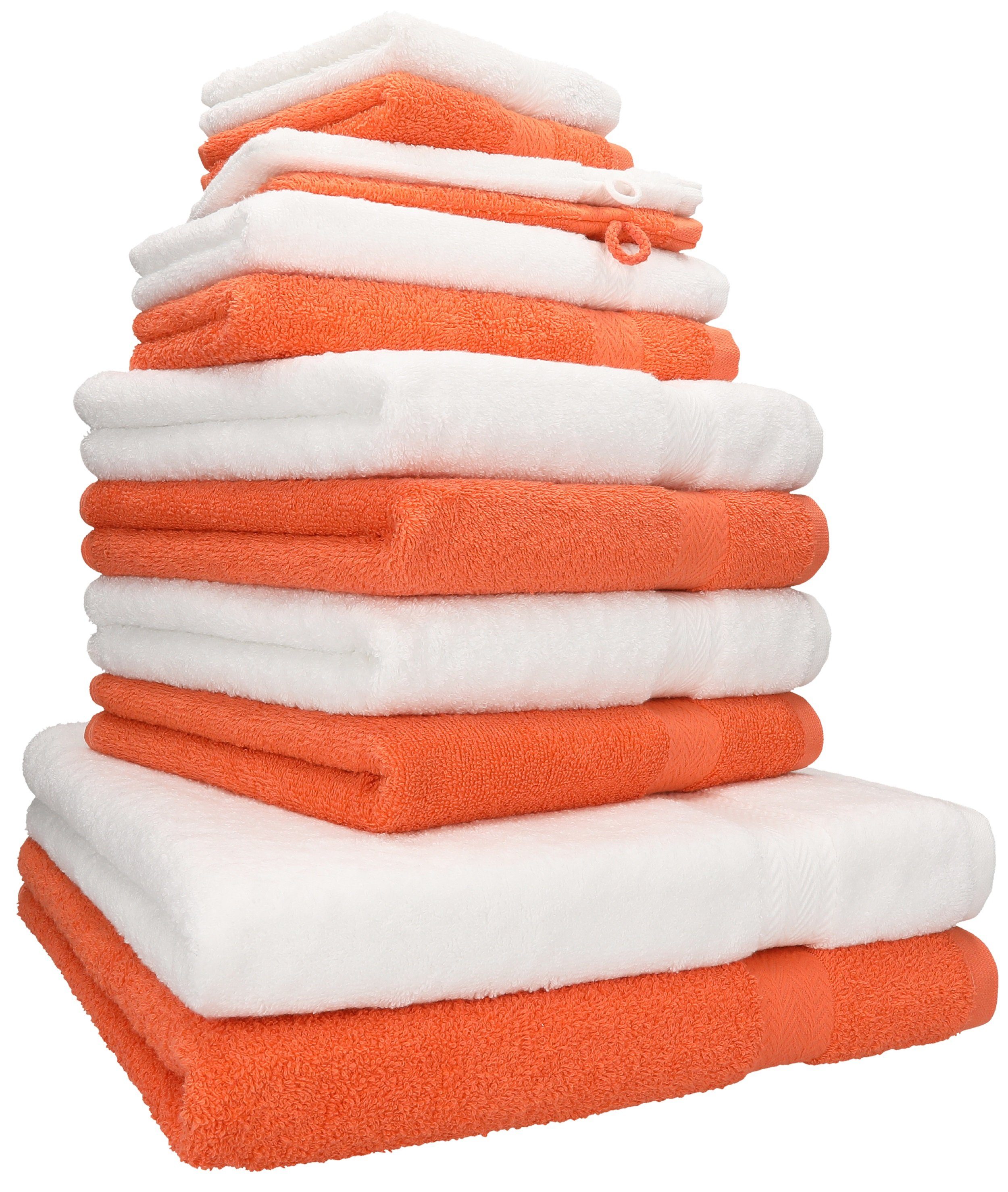 Betz Handtuch Set 12-TLG. Handtuch Set Premium Farbe weiß/blutorange, 100% Baumwolle, (12-tlg)