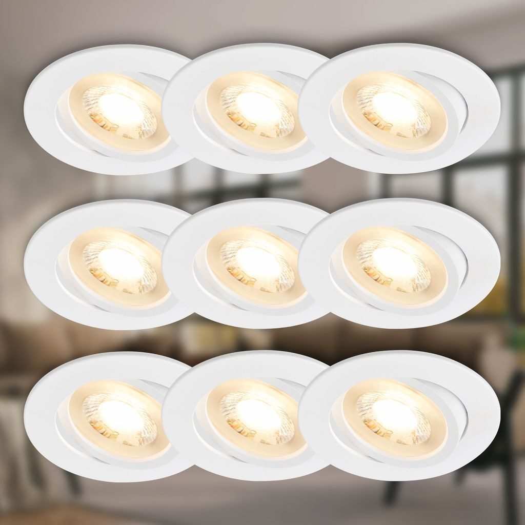 Briloner Leuchten LED Einbauleuchte Einbauspot 8 x 6,3 cm Schwarz GU10 je 4,7W Wohnzimmer Küche Flur, LED wechselbar, 3000K - Warmweiß
