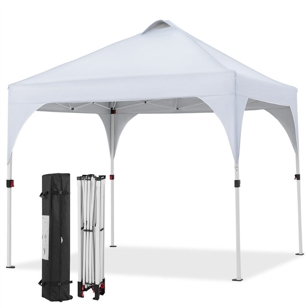 Yaheetech Faltpavillon 2,4x2,4m / 3x3m, mit 0 Seitenteilen, Pop up Pavillon Gartenpavillon mit Tragetasche, höhenverstellbar