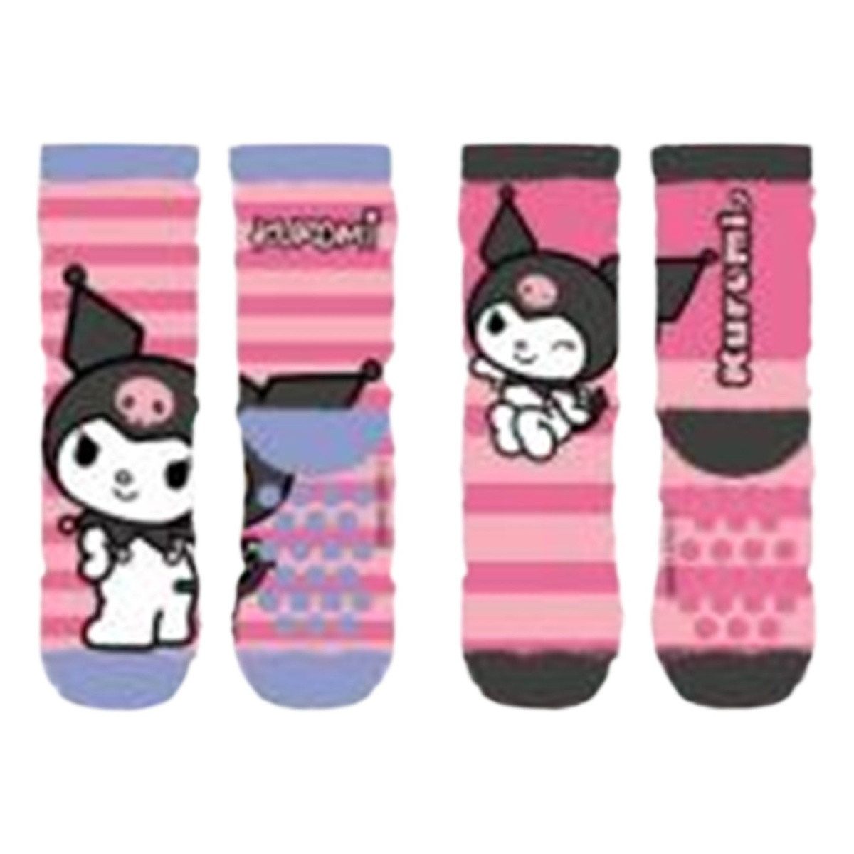Hello Kitty Socken Kuromi 2er Pack Kinder Socken flauschig Anti Rutsch mehrfarbig
