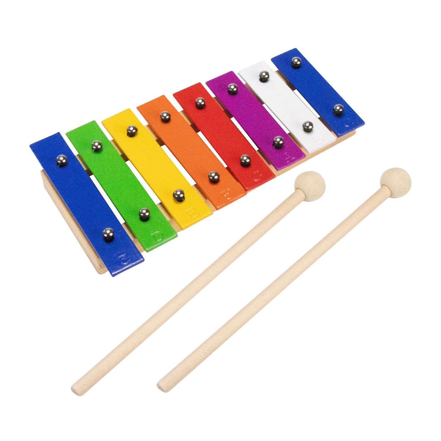 Spielzeug-Musikinstrument Kinder Xylophon Metallphon aus Holz mit 8 Tönen L: 20 cm - 3810