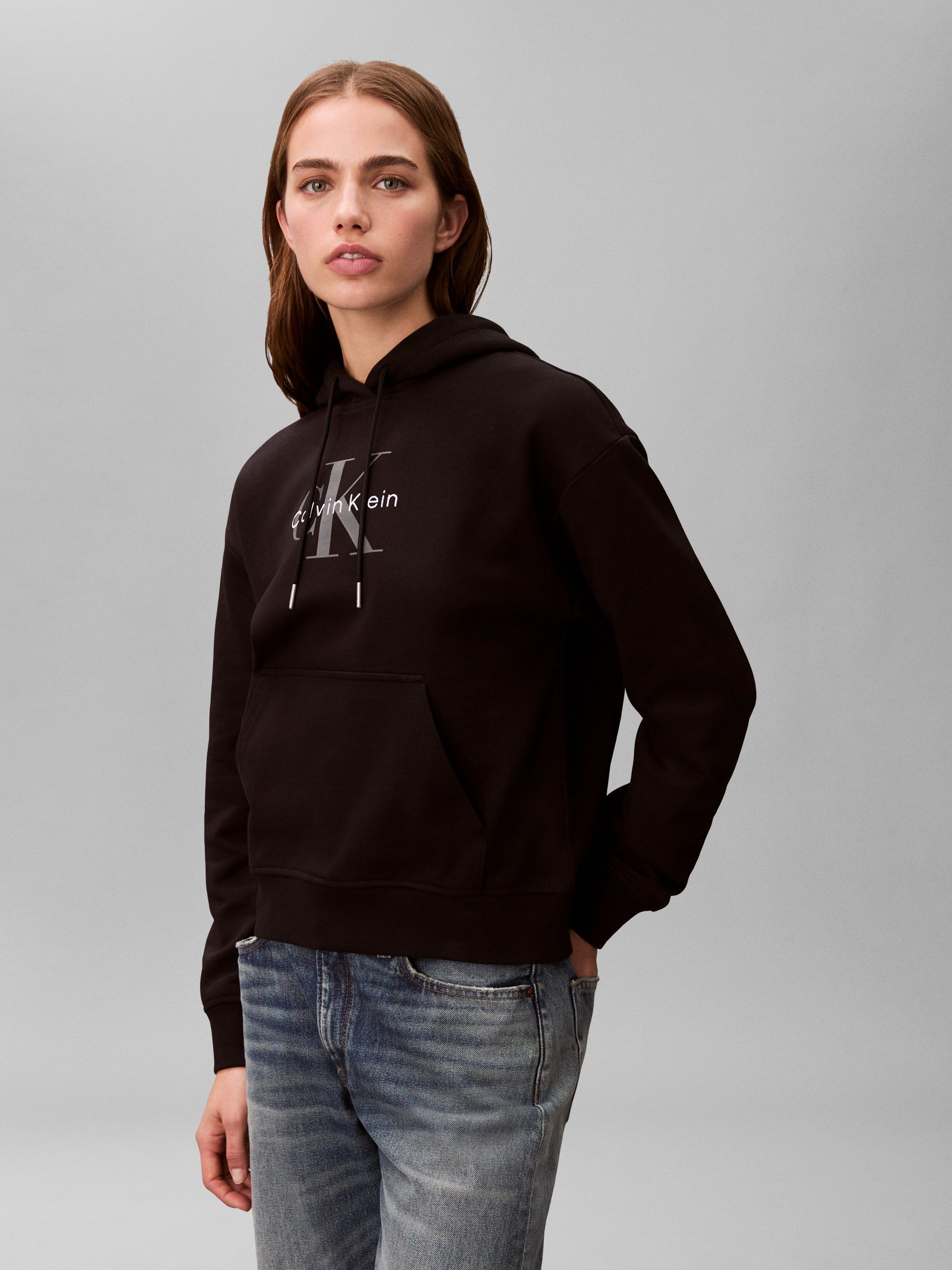 Calvin Klein Jeans Kapuzensweatshirt MONOLOGO Regular fit mit Kapuze und Kängurutasche