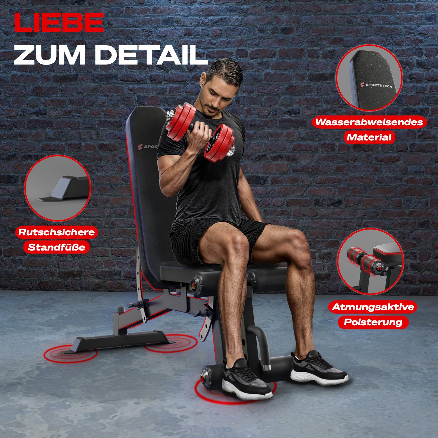 Sportstech Hantelbank BRT700, 21in1 Fitnessbank