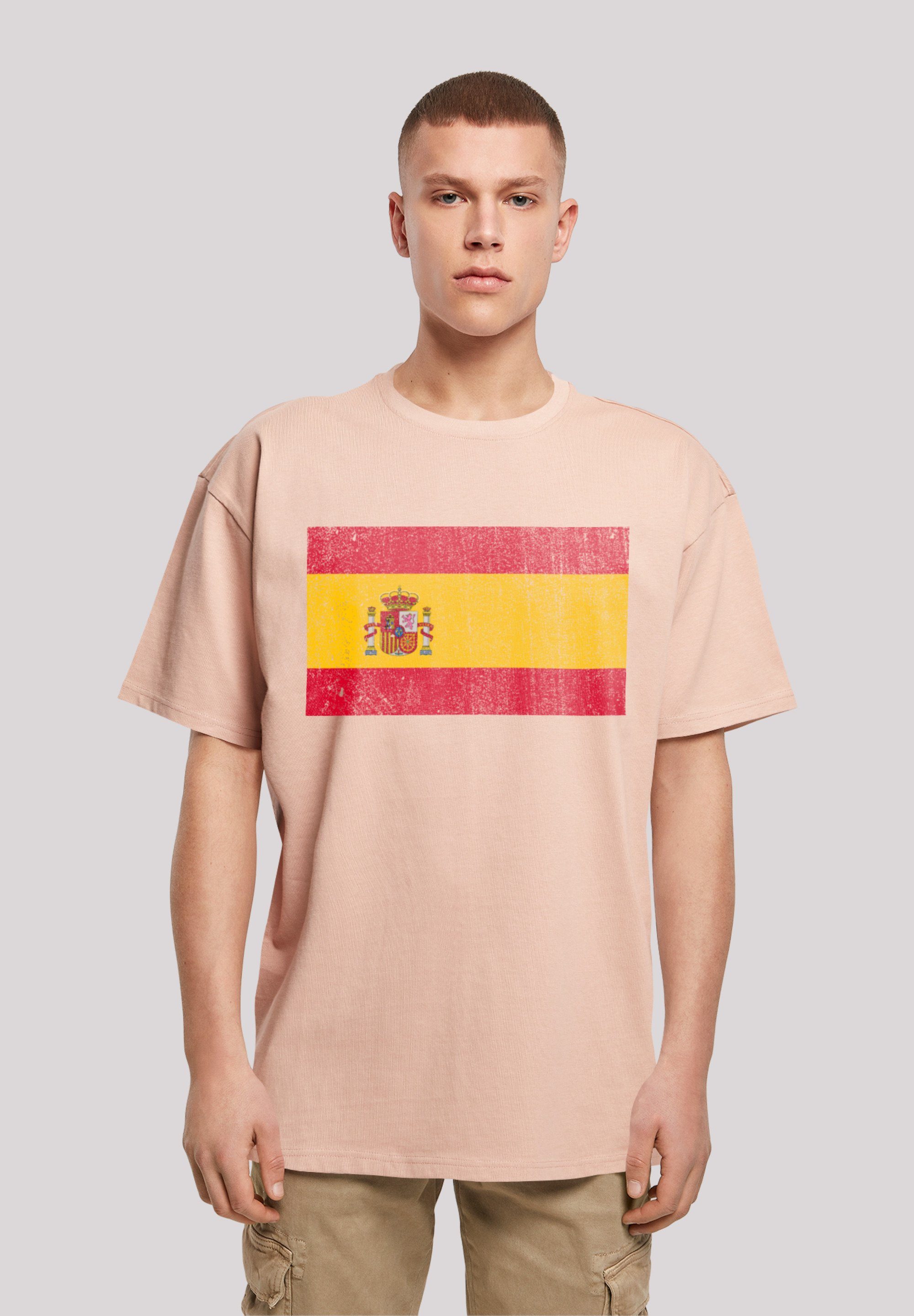 T-Shirt überschnittene Weite Passform und Schultern Print, Spanien distressed Spain F4NT4STIC Flagge