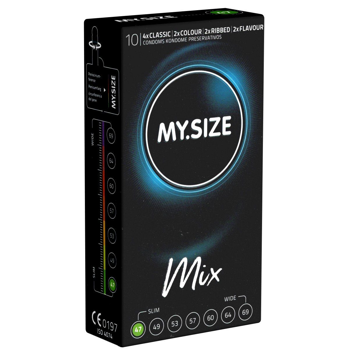 47 im Kondome St., MY.SIZE und Sicherheit für mit, Classic besten Tragekomfort gemischten MIX 10 Packung Kondome Sortiment,
