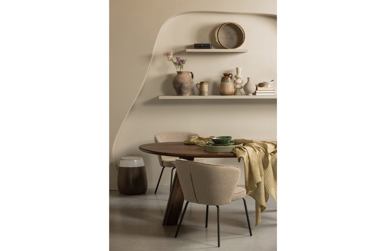 WOOOD Stuhl Admit aus Boucléstoff, Beige