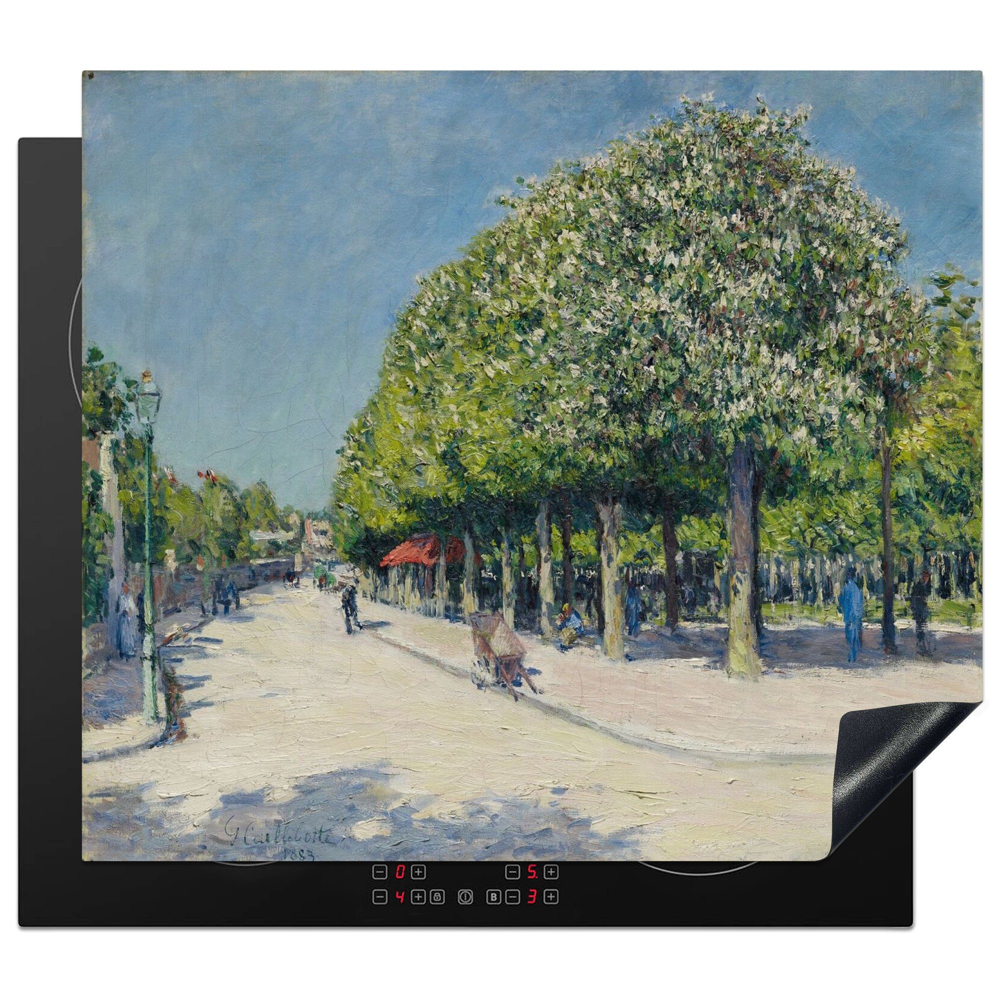 MuchoWow Herdblende-/Abdeckplatte Jahrmarkt in Argenteuil - Gemälde von Gustave Caillebotte, Vinyl, (1 tlg), 60x52 cm, Mobile Arbeitsfläche nutzbar, Ceranfeldabdeckung